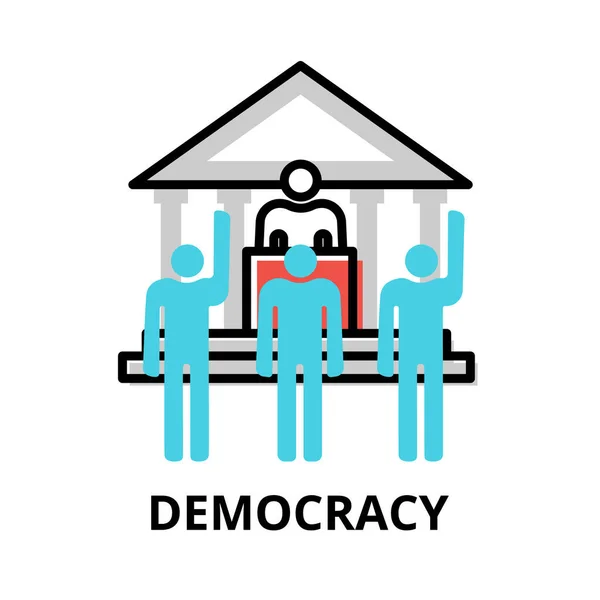 Democracy Icon Concept Politics Collection Flat Line Vector Illustration — Wektor stockowy