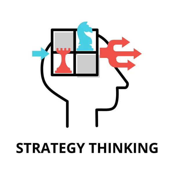 Icon Concept Strategy Thinking Brain Process Collection Flat Editable Line — Stok Vektör