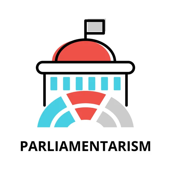 Parliamentarism Icon Concept Politics Collection Flat Line Vector Illustration — Wektor stockowy