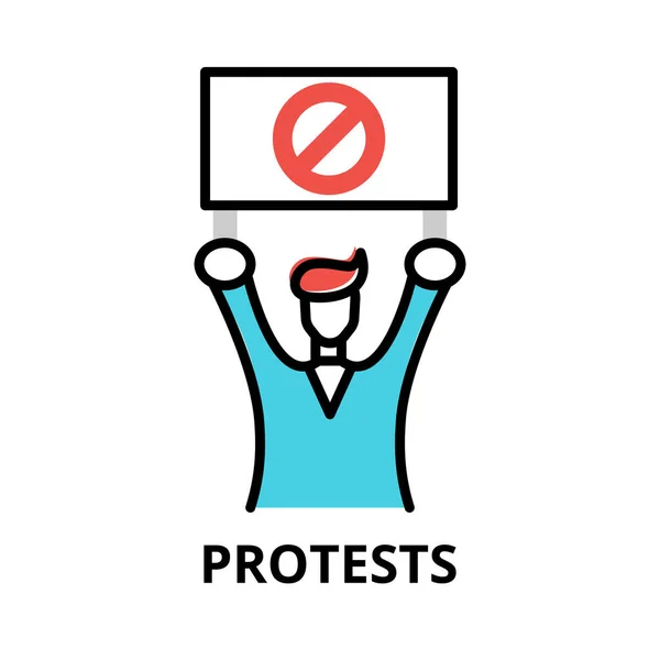 Protests Icon Concept Politics Collection Flat Line Vector Illustration — Wektor stockowy