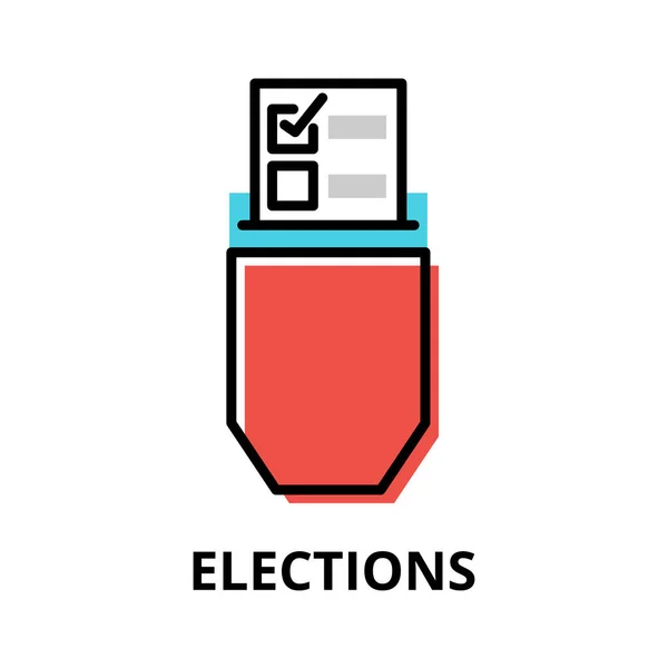 Elections Icon Concept Politics Collection Flat Line Vector Illustration — Wektor stockowy