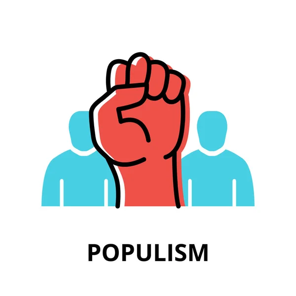 Populism Icon Concept Politics Collection Flat Line Vector Illustration — Wektor stockowy