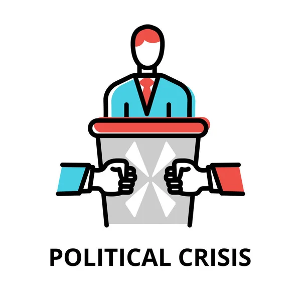 Political Crisis Icon Concept Politics Collection Flat Line Vector Illustration — Wektor stockowy