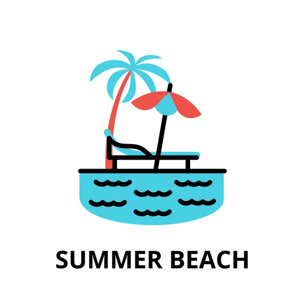 Icon Concept Summer Beach Travel Collection Modern Flat Line Design — Stock Vector
