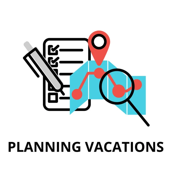 Icon Concept Planning Vacations Travel Collection Modern Flat Line Design — Image vectorielle