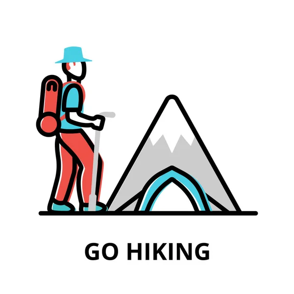 Icon Concept Hiking Travel Collection Modern Flat Line Design Vector — Stock Vector