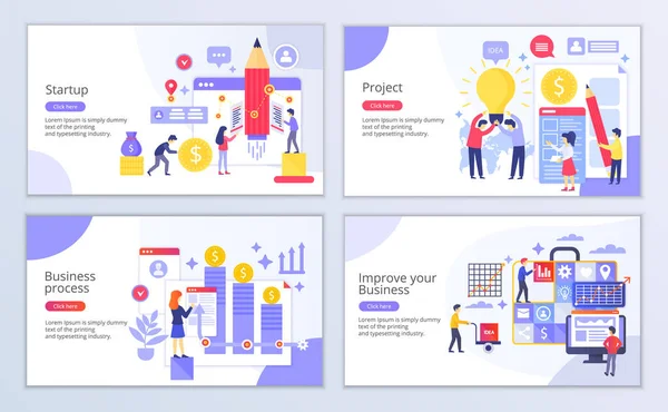 Set Business Creative Website Template Modern Flat Design Vector Illustration — 스톡 벡터