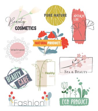 Güzellik Kozmetik Çıkartmaları, grafik ve tasarım için vektör çizimi