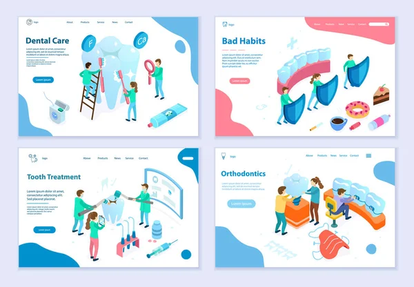 Diş Bakımı kavramları, web şablonu, grafik ve web tasarımı için 3d izometrik vektör çizimi