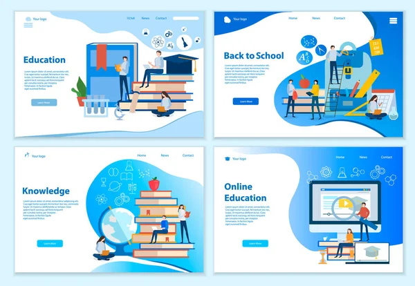 Set Education Concepts Website Templates Graphic Web Design Flat Vector — 스톡 벡터