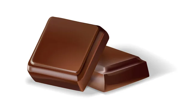 白い背景のチョコレートバー リアルなベクトルイラストのクローズアップ — ストックベクタ