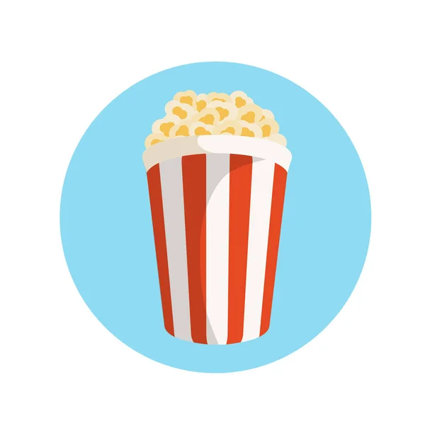 Pudełko Popcornu Płaskim Stylu Pop Symbol Ikony Kukurydzy Żywności Kino — Wektor stockowy