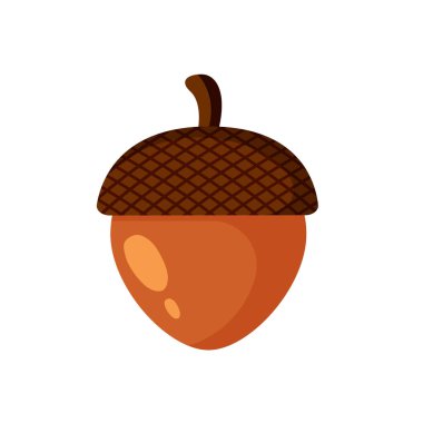 Beyaz arka planda izole edilmiş palamut. Sonbahar konsepti. Meşe palamudu, meşe cevizi, tohum. Vektör deposu