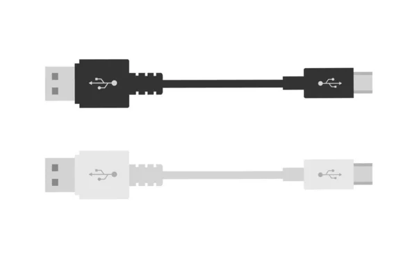 Usb Plug Porta Tipo Isolado Fundo Branco Cabo Micro Usb — Vetor de Stock