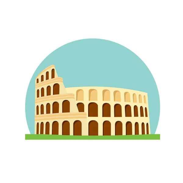 Roman Colosseum Isolated White Background Italy Landmark Architecture Vector Stock — Stock vektor