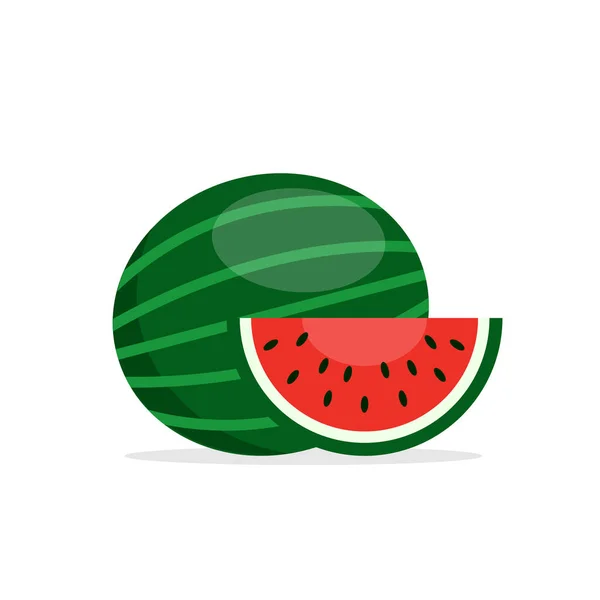 Wassermelone Isoliert Auf Weißem Hintergrund Frisches Obst Sommer Vektoraktie — Stockvektor