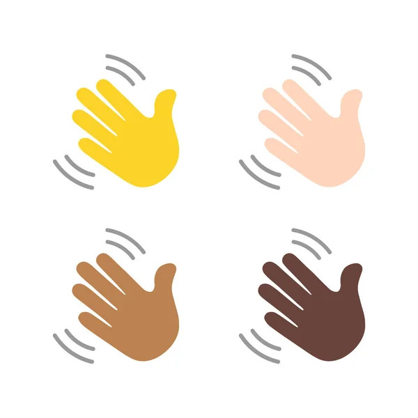 Mão Ondulada Isolada Sobre Fundo Branco Mão Acenando Emoji Tom — Vetor de Stock