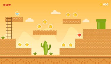 Eski bir video oyunu geçmişi. Platform oyun tasarımı. Vektör deposu