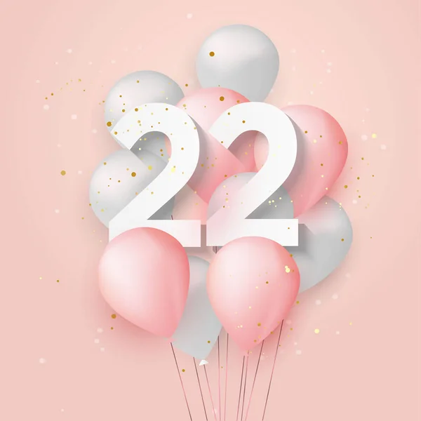 Joyeux Anniversaire Ballons Fond Carte Vœux Ans 22E Célébration Avec — Image vectorielle