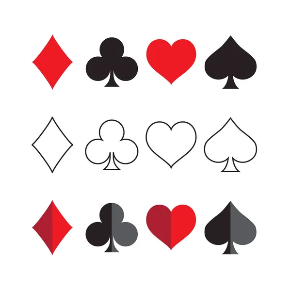 Алмаз Лопата Сердце Символ Клевера Изолированы Белом Фоне Покер Масти — стоковый вектор
