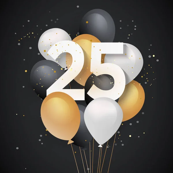 Χαρούμενα 25Α Γενέθλια Μπαλόνια Φόντο Ευχετήρια Κάρτα Χρόνια Επέτειο 25Η — Διανυσματικό Αρχείο