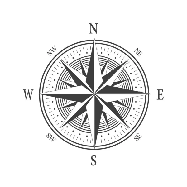 Géographie Science Vieille Boussole Isolée Sur Fond Blanc Boussole Icône — Image vectorielle