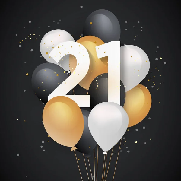 Feliz Aniversário Anos Balões Cartão Fundo Anos Aniversário 21Th Celebrar —  Vetores de Stock