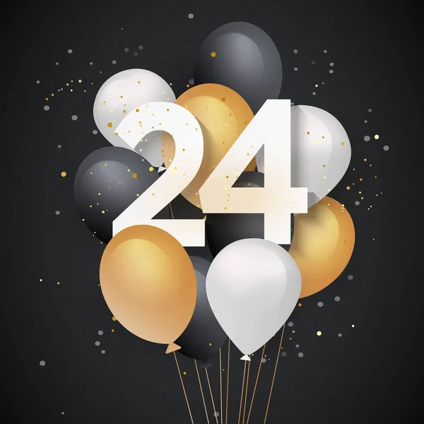 Joyeux 24E Anniversaire Ballons Fond Carte Vœux Ans Fête Avec — Image vectorielle