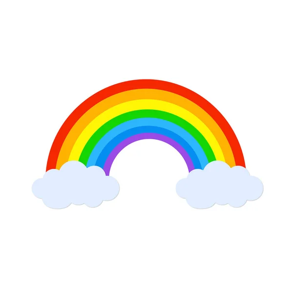 Regenboog Wolken Geïsoleerd Witte Achtergrond Vectorvoorraad — Stockvector