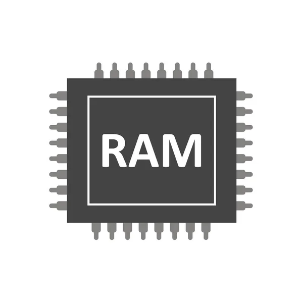 Beyaz Zemin Üzerinde Izole Edilmiş Ram Mikroçip Rastgele Erişim Hafızası — Stok Vektör