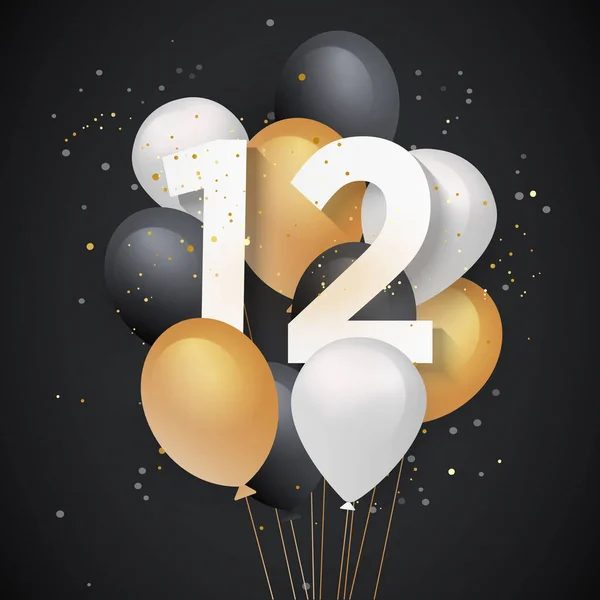 Glad Födelsedag Ballonger Gratulationskort Bakgrund Års Jubileum Firar Med Konfetti — Stock vektor