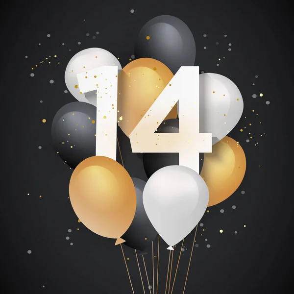 Χαρούμενα 14Α Μπαλόνια Γενεθλίων Φόντο Ευχετήρια Κάρτα Χρόνια Επέτειο 14Ο — Διανυσματικό Αρχείο