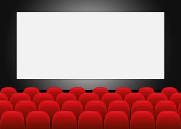 Cinema Movie Theater Blank Screen Red Seat Movie Screen Cinema — Stockvector