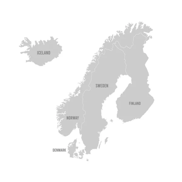 Scandinavia Map Isolated White Background Map Sweden Norway Denmark Finland — Stockový vektor