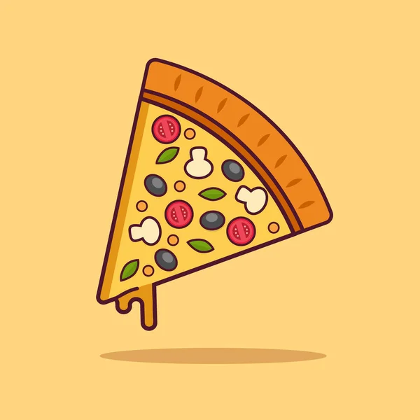 Pizza Slice Isolated Pizza Cartoon Style Italian Food Vector Stock — Stockvector