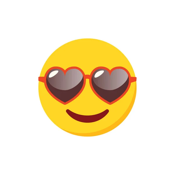 Emoji Con Gafas Sol Forma Corazón Aisladas Sobre Fondo Blanco — Vector de stock