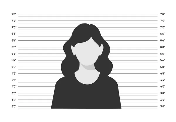 Silhouette Femme Anonyme Dans Gamme Mugshot Isolé Sur Fond Blanc — Image vectorielle