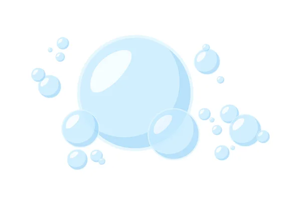 白い背景に孤立した石鹸泡 石鹸の泡のセット 透明な水の球 ベクター株式 — ストックベクタ