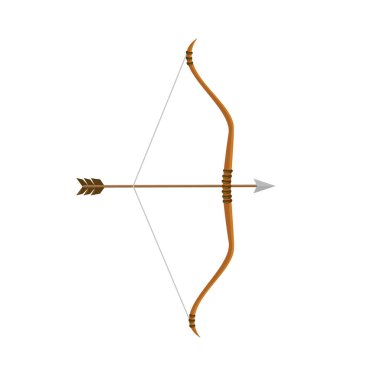 Archer yayı beyaz arka planda izole edildi. Düz bir şekilde ok ve yay. Vektör deposu