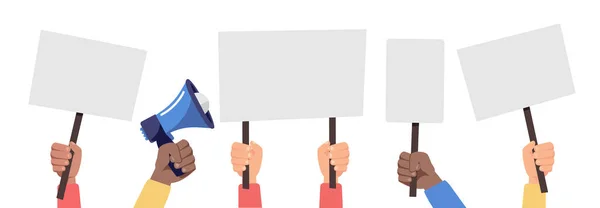 People Holding Placards Isolated White Background People Violence Descrimination Human — Stok Vektör