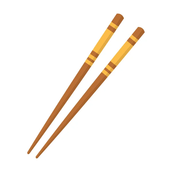 Palillos Madera Aislados Sobre Fondo Blanco Utensilios Tradicionales Bambú Ssian — Vector de stock