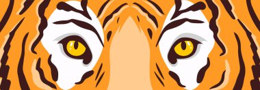 Kaplanın gözlerini kapat. Kaplan başlı arka plan. Vektör deposu