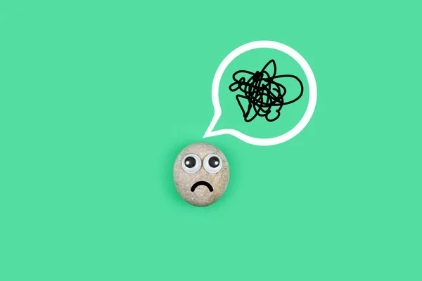 Character Pebble Sad Face Tangle Thoughts Its Head Character Search — Stock Photo, Image