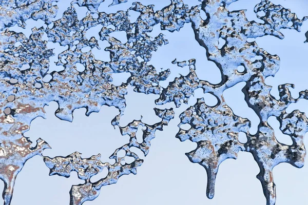 Padrões Inverno Texturas Geladas Contra Céu Azul — Fotografia de Stock