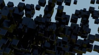 Soyut yüzen siyah küp dönüşümü arkaplan 3d görüntüleme