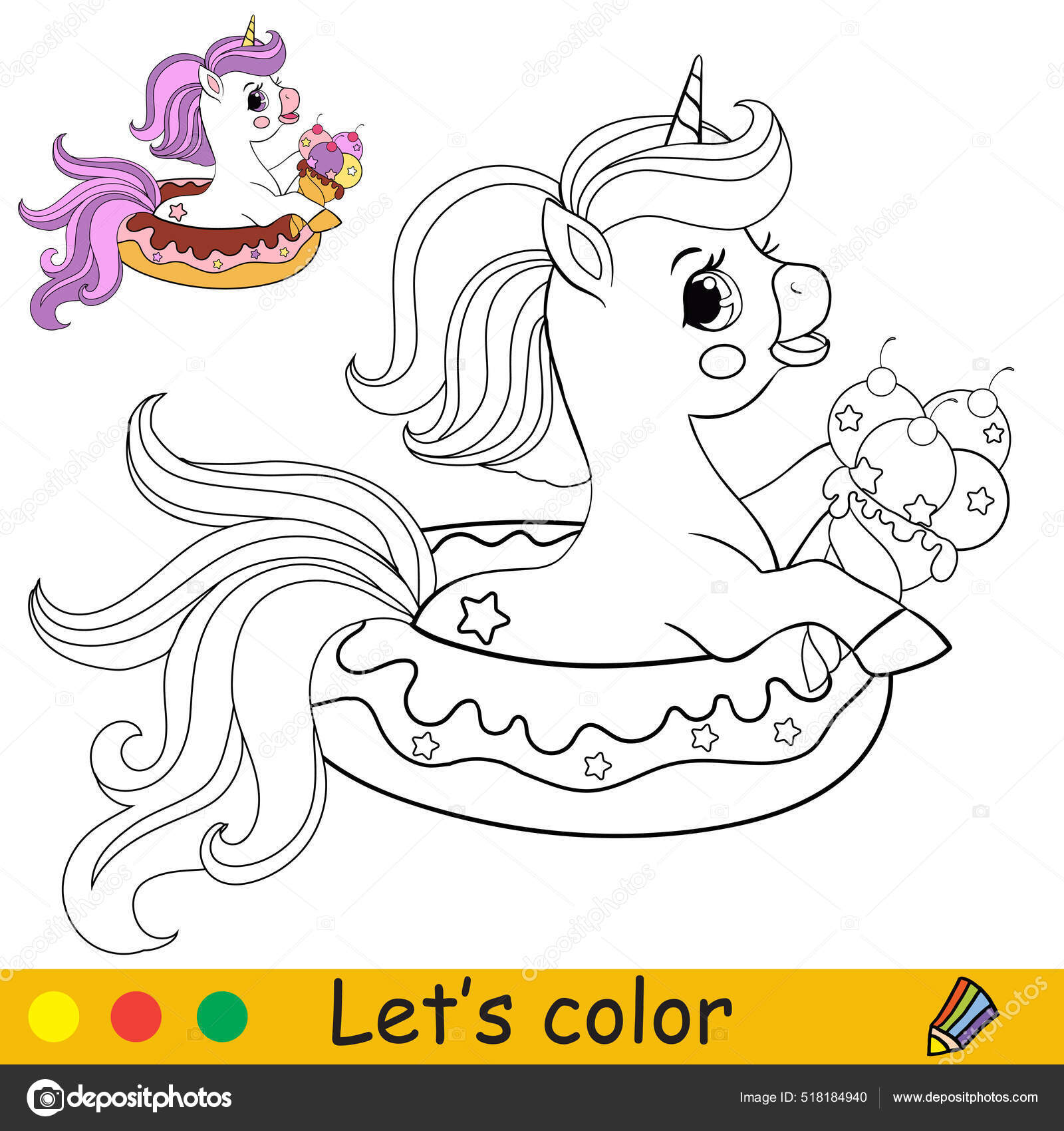 A princesa está montando um unicórnio página do livro de colorir para  crianças personagem de desenho animado ilustração vetorial isolada no fundo  branco