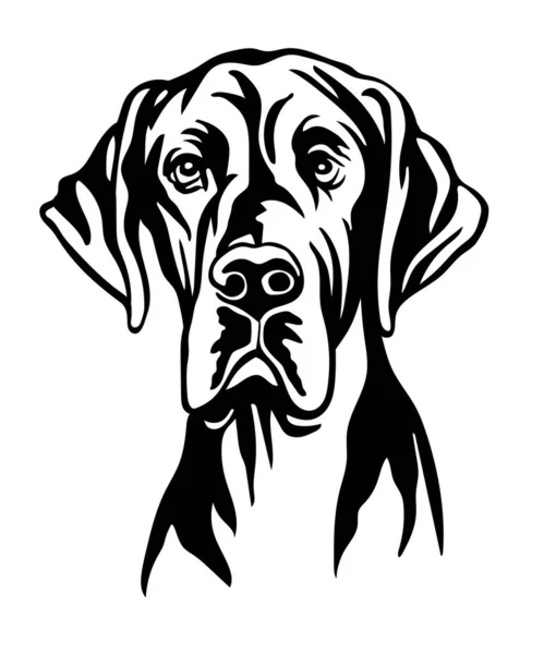 Great Dane Dog Black Contour Portrait Dog Head Front View — Stock Vector