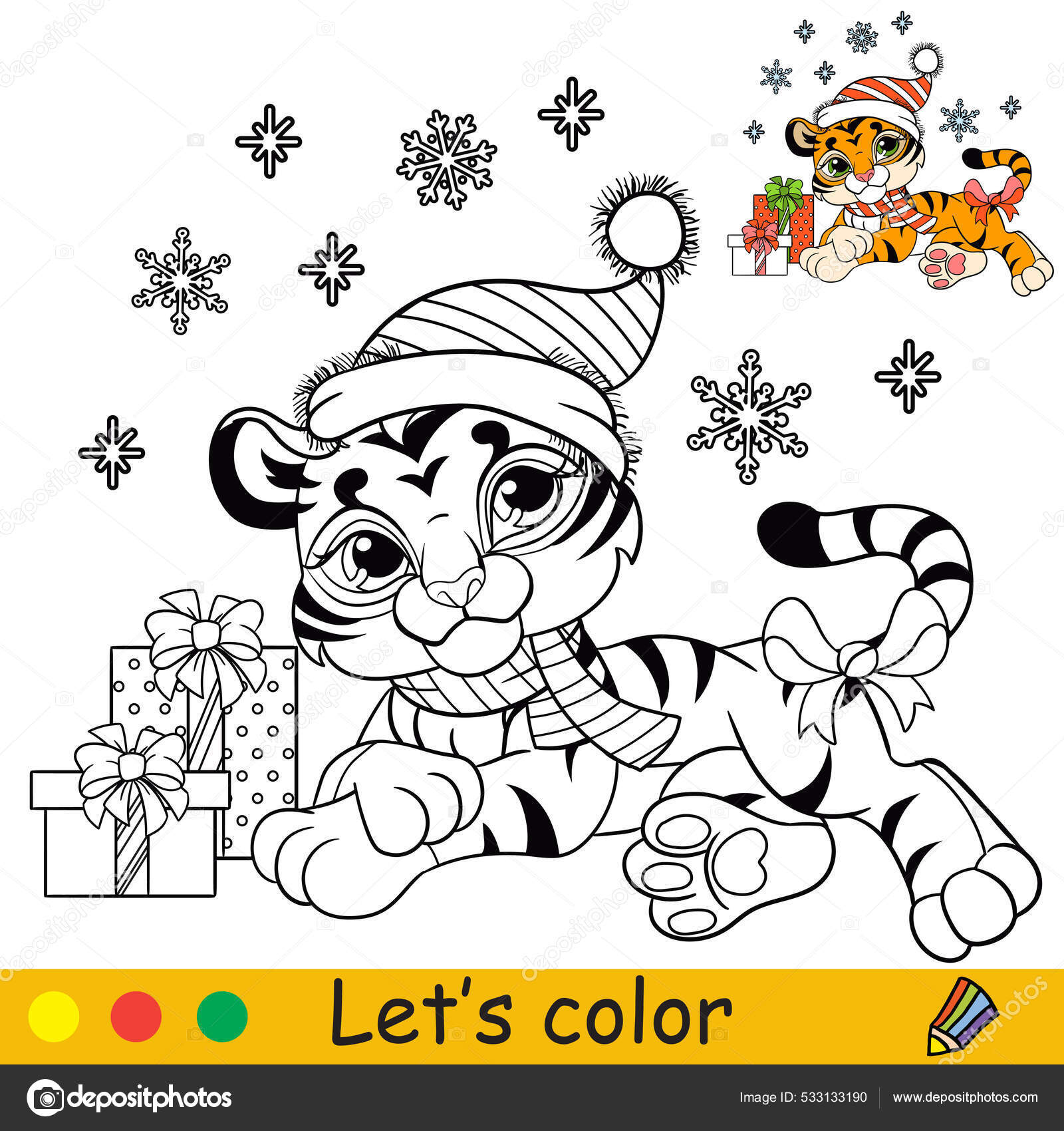 Página para colorir de natal. personagens de desenhos animados bonitos e  engraçados. jogo de colorir para crianças pré-escolares.