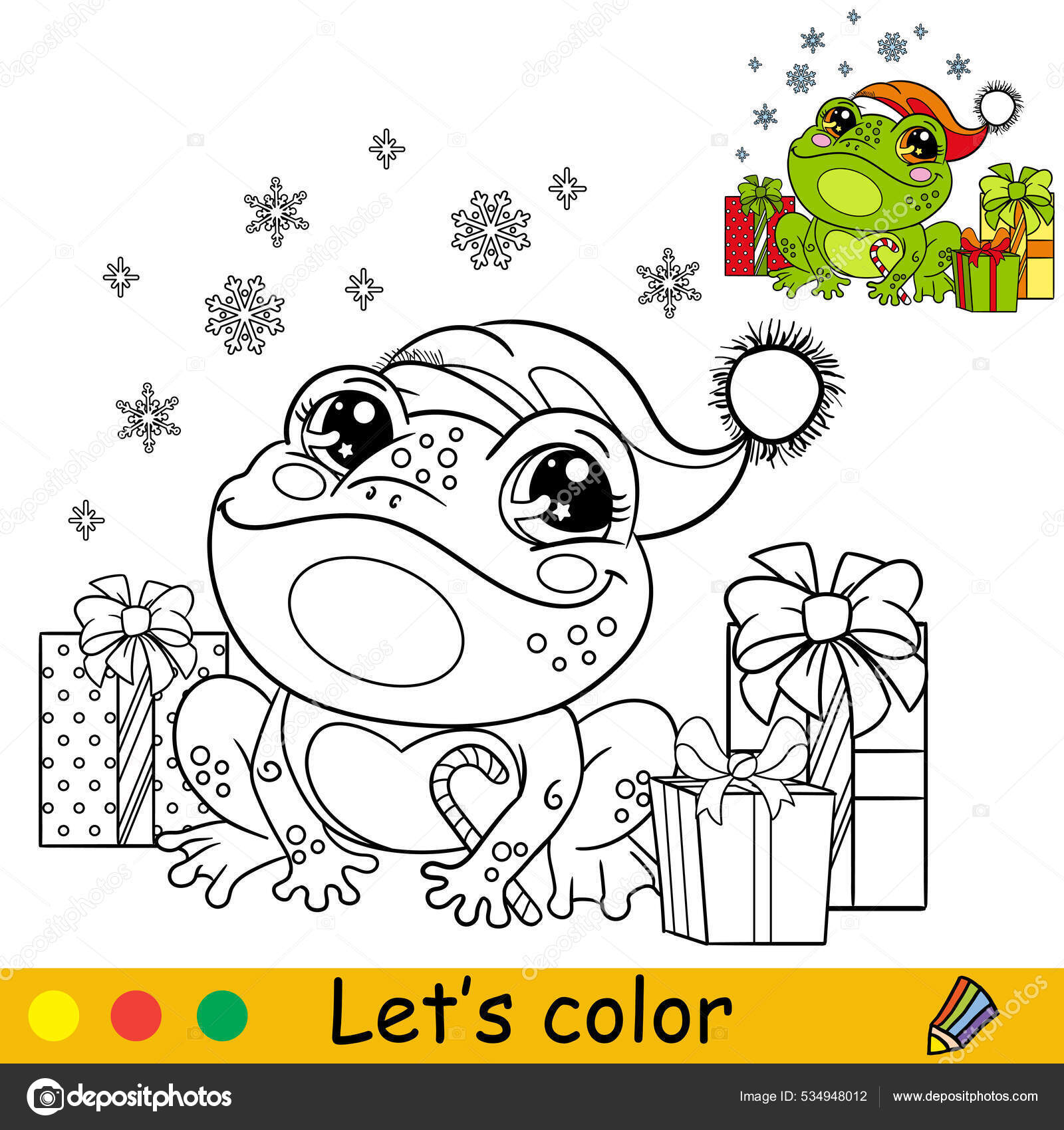 Página para colorir de natal. personagens de desenhos animados bonitos e  engraçados. jogo de colorir para crianças pré-escolares.