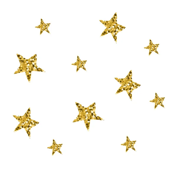 Golden sparkling stars fall vector isolated illustration — Stock Vector
